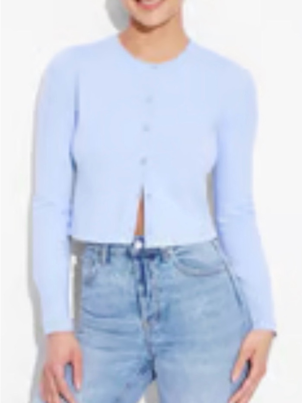 wild fable Light Blue Cropped Long-Sleeve Cardigan